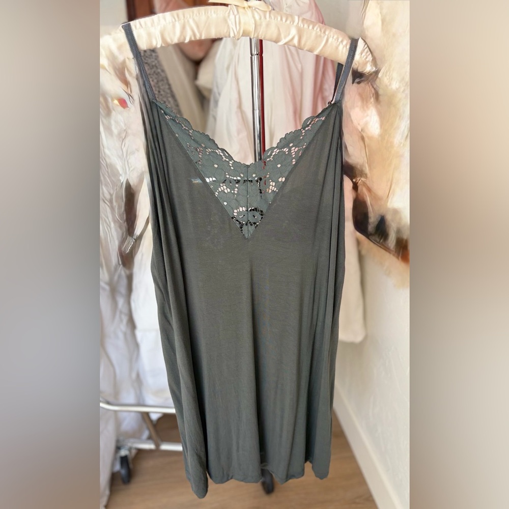 Lace Trim V-Neck Olive Green Camisole by Eberjey